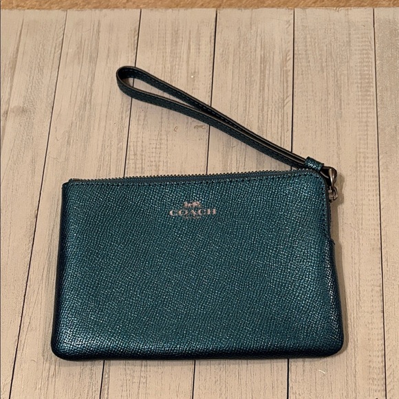 Coach Handbags - Coach Dark Teal Wristlet